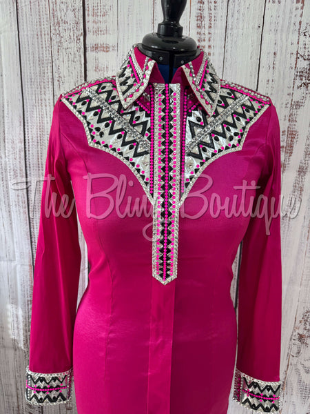 Hot Pink, Black & White Day Shirt Set (M)