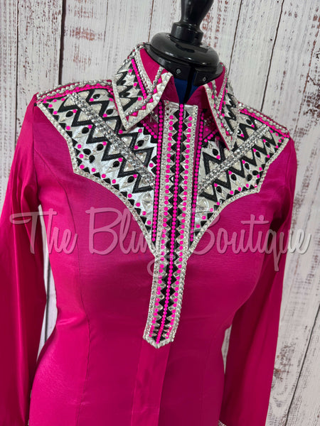 Hot Pink, Black & White Day Shirt Set (M)