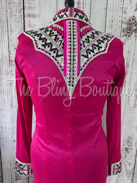 Hot Pink, Black & White Day Shirt Set (M)