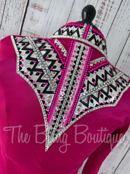 Hot Pink, Black & White Day Shirt Set (M)