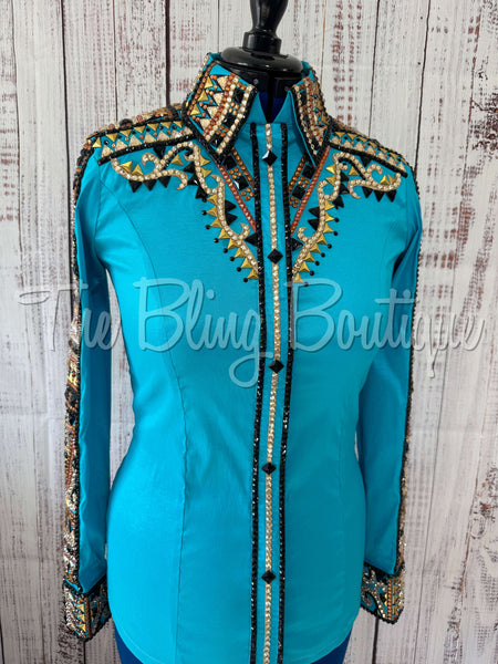 Turquoise, Rust, Tan & Black Day Shirt Set (S)