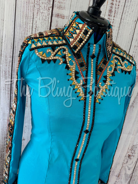 Turquoise, Rust, Tan & Black Day Shirt Set (S)