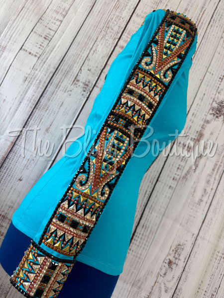 Turquoise, Rust, Tan & Black Day Shirt Set (S)