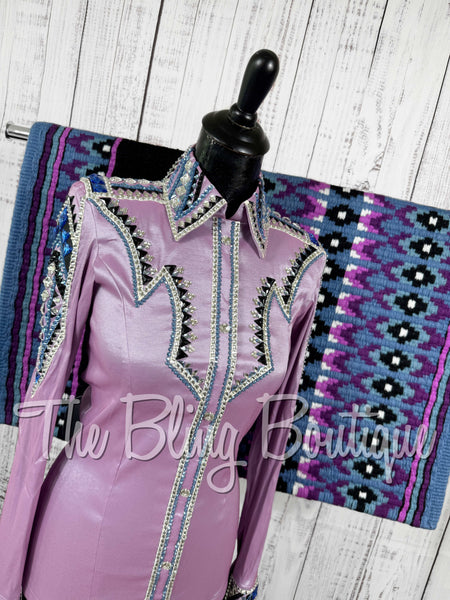 Lilac, Cornflower Blue, Black & White Day Shirt Set (Small)