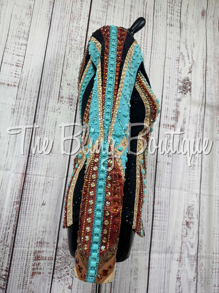 Black, Turquoise, Rust, Copper & Tan Showmanship Jacket (Small)