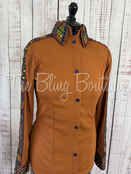 Terracotta, Plum, olive Green & Navy Blue Day Shirt Set (L)