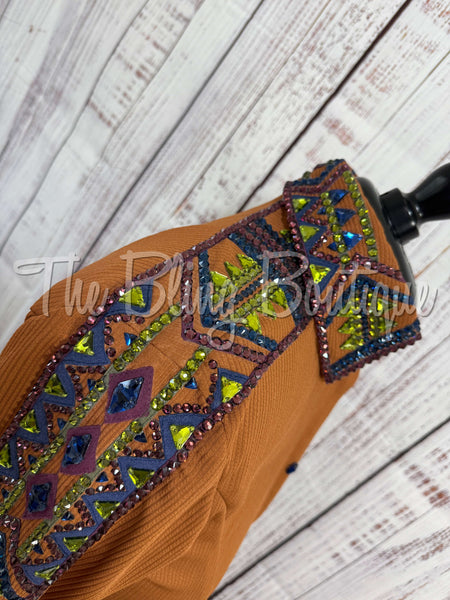 Terracotta, Plum, olive Green & Navy Blue Day Shirt Set (L)