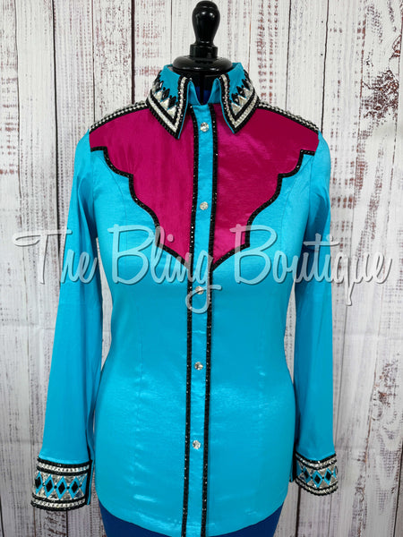 Turquoise & Fuchsia Day Shirt Set (Medium)