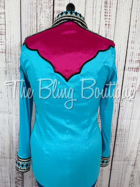 Turquoise & Fuchsia Day Shirt Set (Medium)