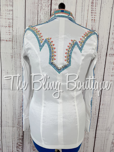 White, Periwinkle, Teal & Coral Day Shirt Set (Medium)