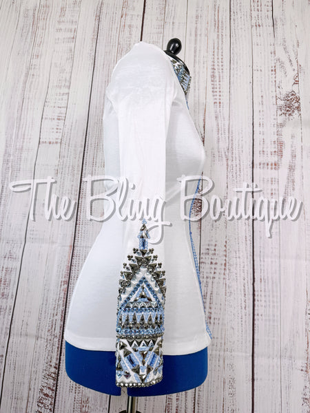 White, Periwinkle & Charcoal Grey Day Shirt Set (Medium)