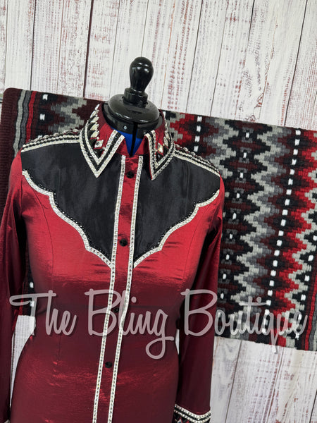 Burgundy & Black Two Toned Day Shirt Set (Medium)
