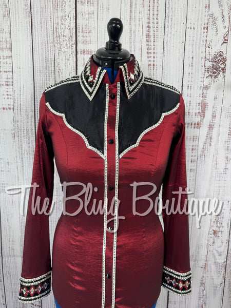 Burgundy & Black Two Toned Day Shirt Set (Medium)