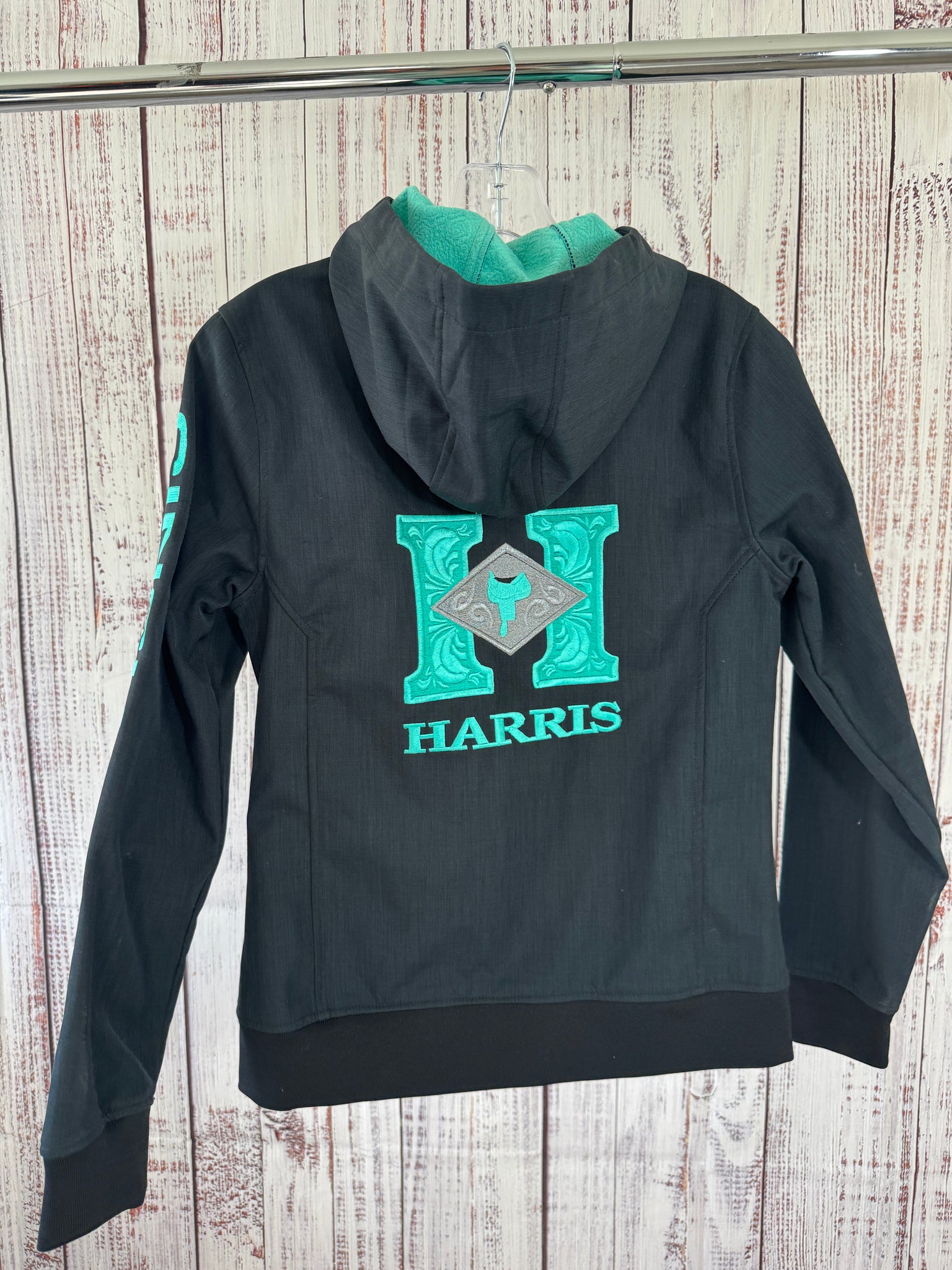 Ladies Harris Cinch Jacket - Black/Grey/Teal - XS