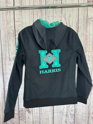 Ladies Harris Cinch Jacket - Black/Grey/Teal - XS