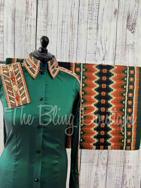 Hunter Green, Rust & Bronze Day Shirt Set (M)