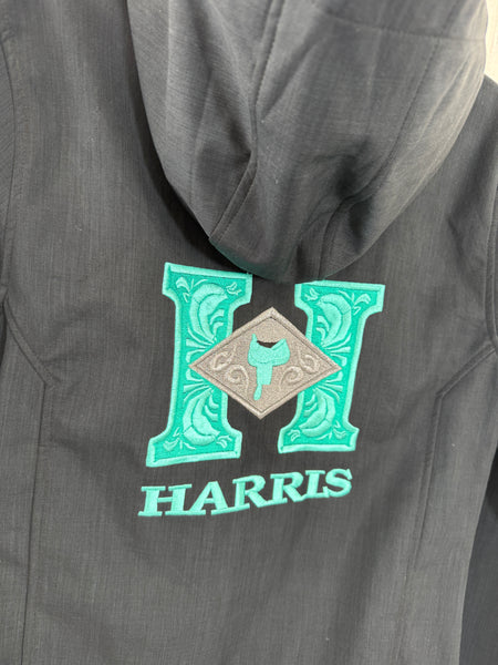 Ladies Harris Cinch Jacket - Black/Grey/Teal - XS