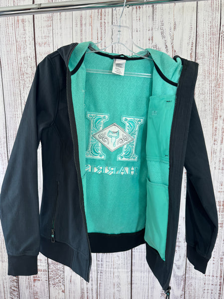 Ladies Harris Cinch Jacket - Black/Grey/Teal - XS