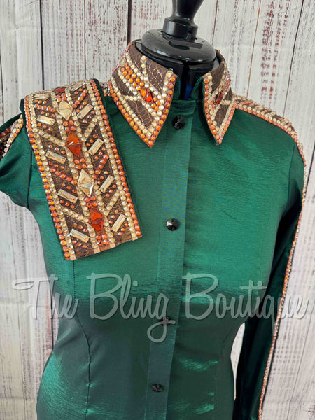 Hunter Green, Rust & Bronze Day Shirt Set (M)