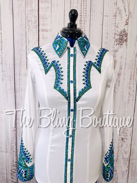 White, Turquoise, Blue & Green Day Shirt Set (Medium)