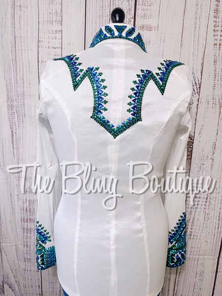 White, Turquoise, Blue & Green Day Shirt Set (Medium)