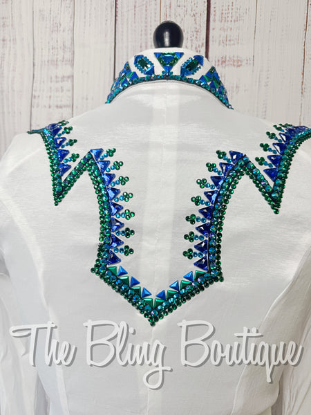 White, Turquoise, Blue & Green Day Shirt Set (Medium)