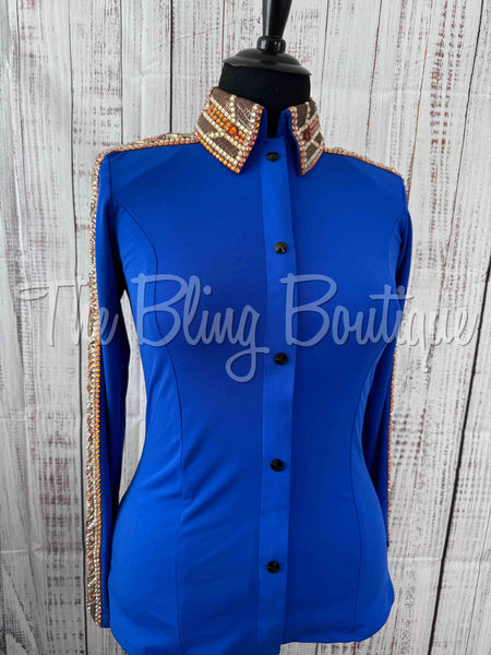 Royal Blue, Copper & Bronze Day Shirt Set (L)