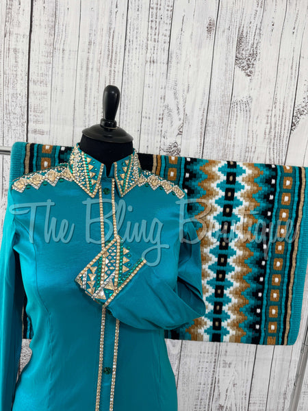 Teal & Tan Day Shirt Set (2XL)