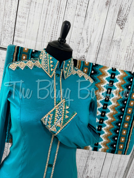 Teal & Tan Day Shirt Set (2XL)