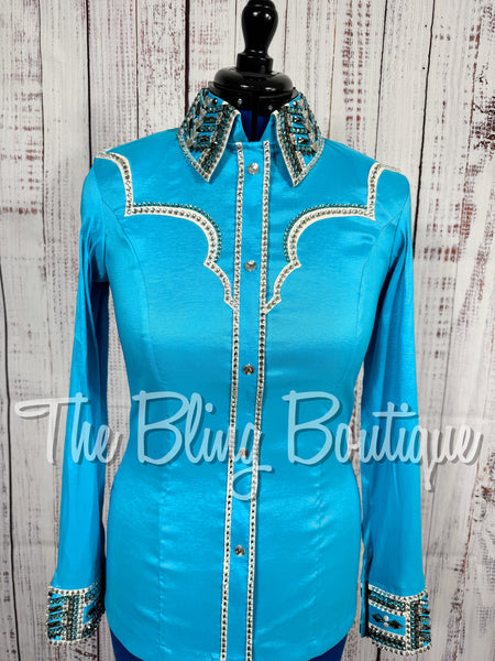 Turquoise, Black, Grey & White Day Shirt Set (Medium)