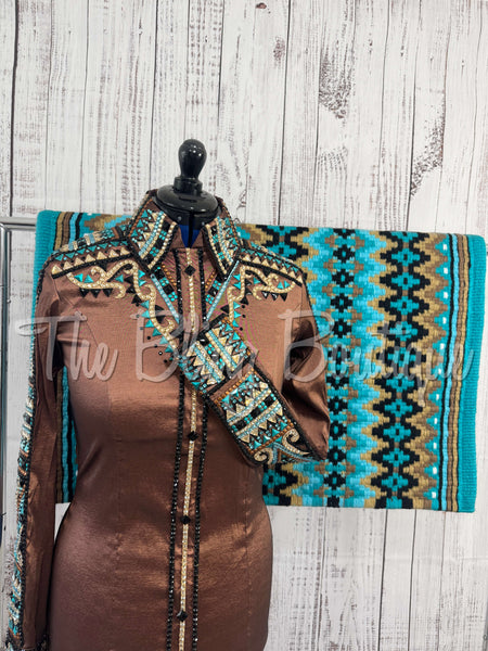 Mocha, Teal & Aqua Day Shirt Set (M)