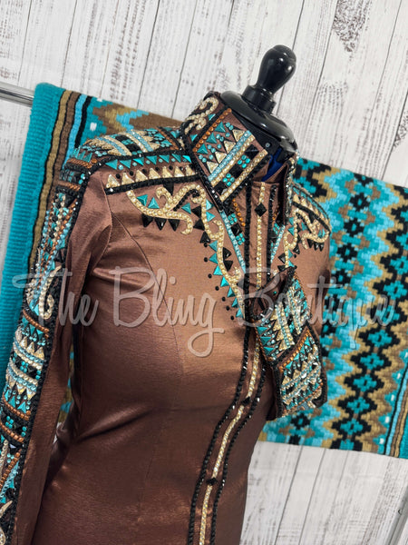 RE-ORDER Mocha, Teal & Aqua Day Shirt Set (Choose Your Size)