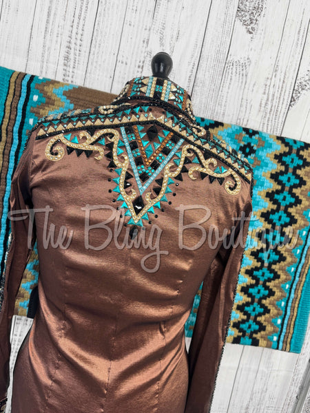Mocha, Teal & Aqua Day Shirt Set (M)