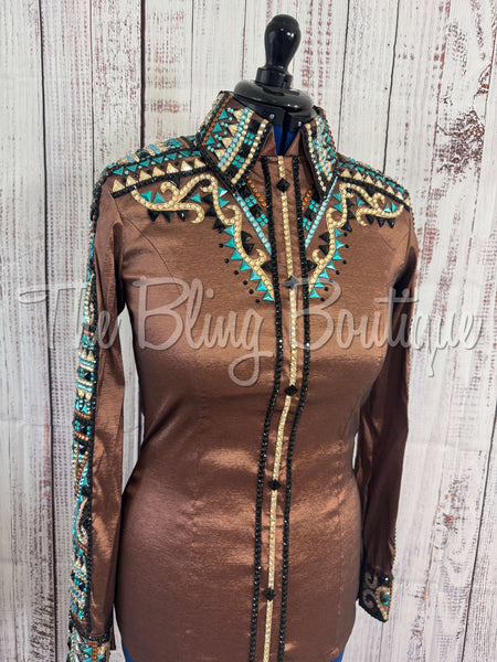 Mocha, Teal & Aqua Day Shirt Set (M)