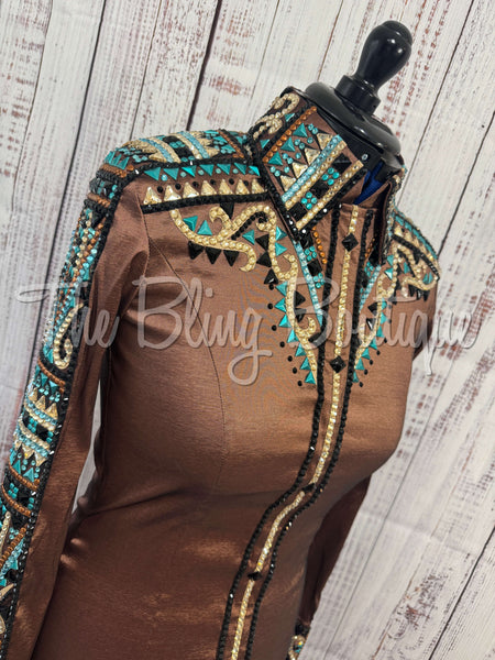 RE-ORDER Mocha, Teal & Aqua Day Shirt Set (Choose Your Size)