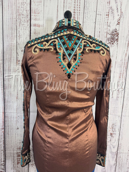 RE-ORDER Mocha, Teal & Aqua Day Shirt Set (Choose Your Size)
