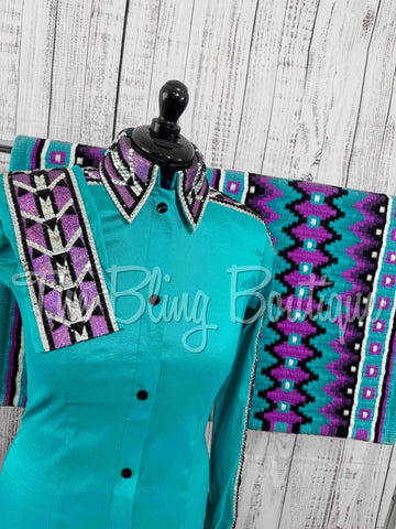 RE-ORDER Bright Teal & Berry Day Shirt Set (Choose Your Size)