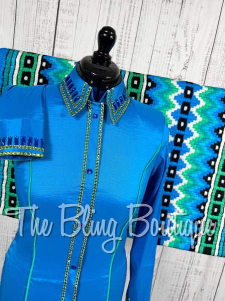Malibu Blue & Green Simple Day Shirt Set (Small)