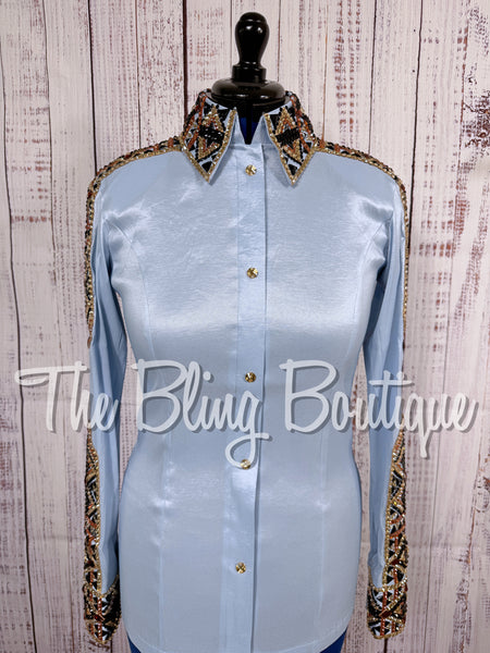 Ice Blue, Black, Copper & Tan Day Shirt Set (Medium)