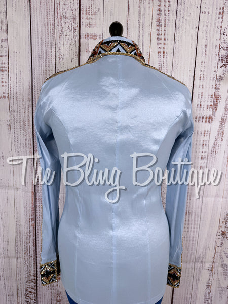 Ice Blue, Black, Copper & Tan Day Shirt Set (Medium)