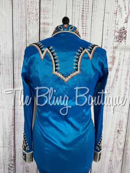 Dark Turquoise, Copper & White Day Shirt Set (Large)
