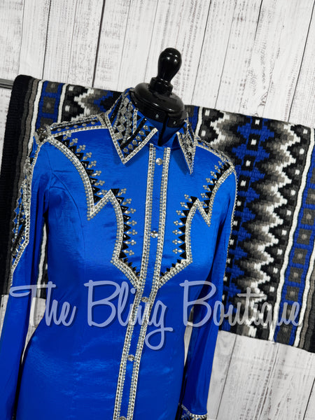 Royal Blue, Grey, Black & White Day Shirt Set (Large)