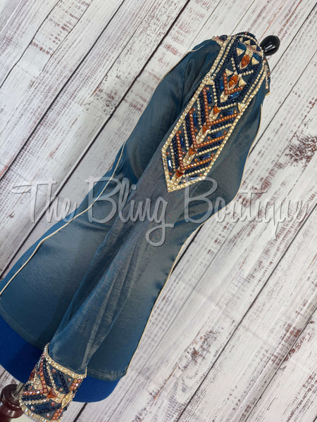 RE-ORDER Smokey Teal, Blue, Rust & Tan Day Shirt Set (Choose Your Size)