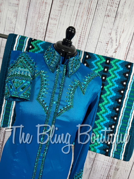 Dark Turquoise, Jade & Green Day Shirt Set (Large)