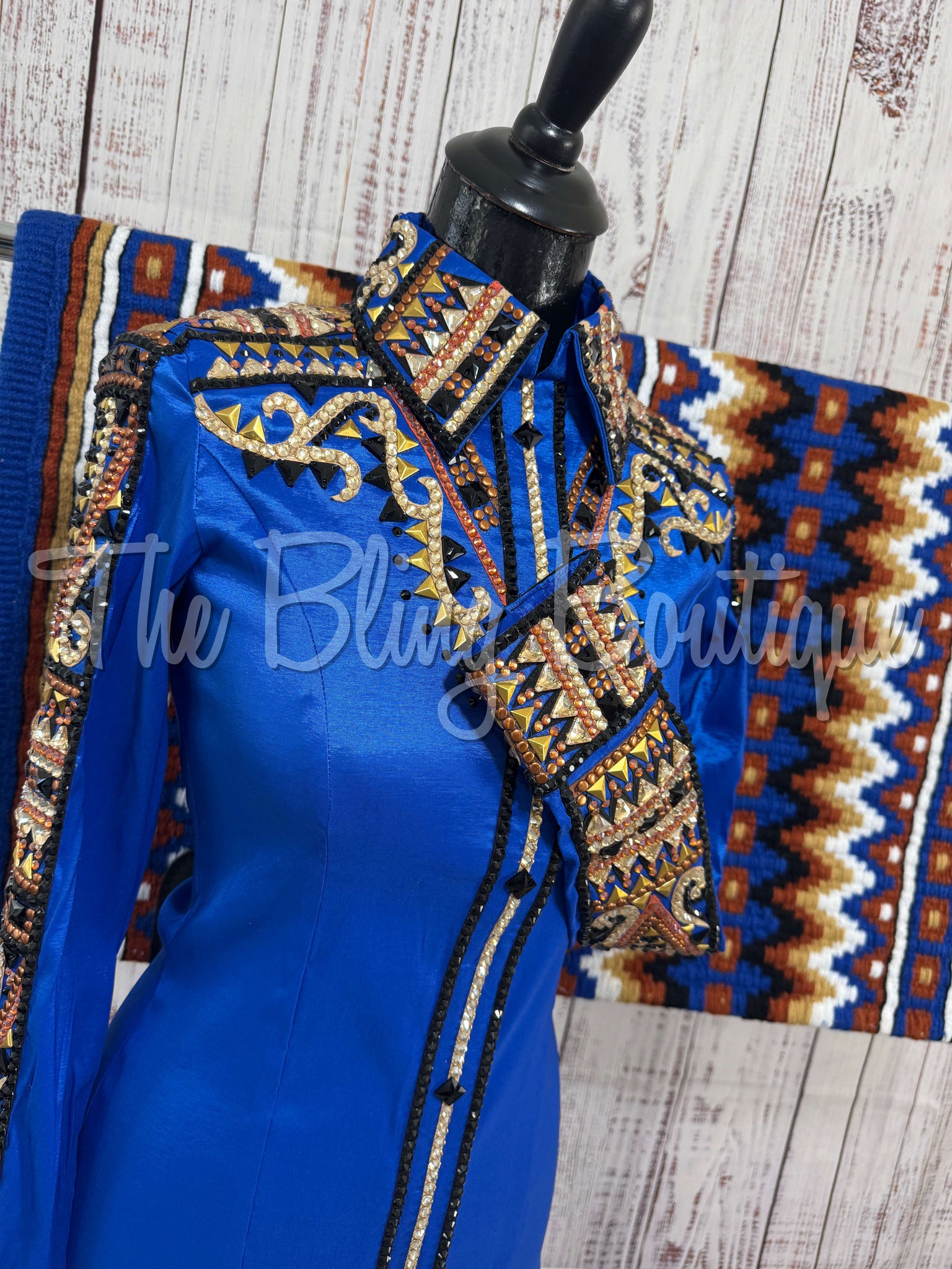 Royal Blue, Rust, Tan & Black Day Shirt Set (S)