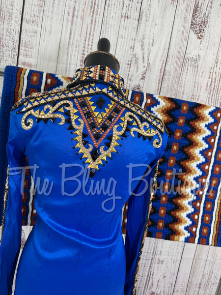 RE-ORDER Royal Blue, Rust, Tan & Black Day Shirt Set (Choose Your Size)