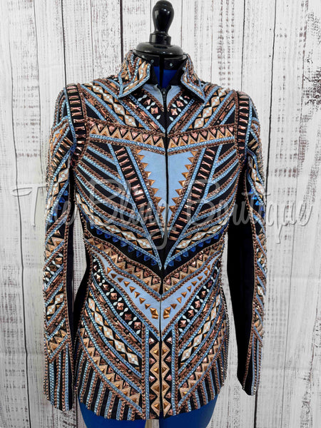 RE-ORDER Periwinkle & Rose Gold Showmanship Jacket (Choose Your Size)
