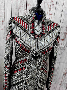 RE-ORDER Black, Dark Red & Silver Showmanship Jacket (Choose Your Size)
