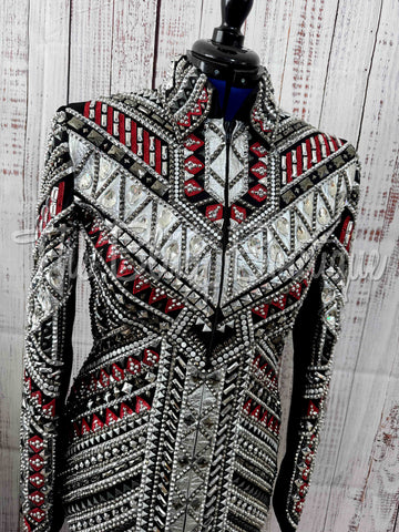 RE-ORDER Black, Dark Red & Silver Showmanship Jacket (Choose Your Size)