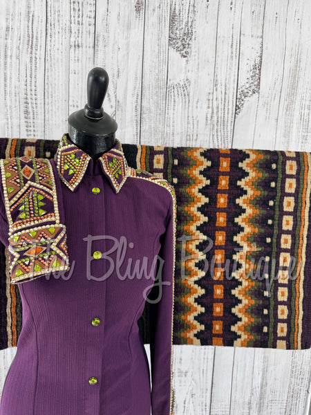 Plum, Olive Green & Rust Day Shirt Set (S)